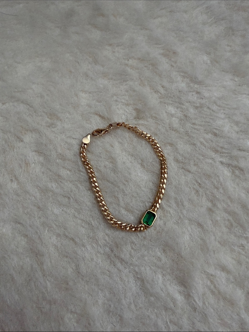 Aurate Emerald Curb Chain Bracelet - size 6.5 in